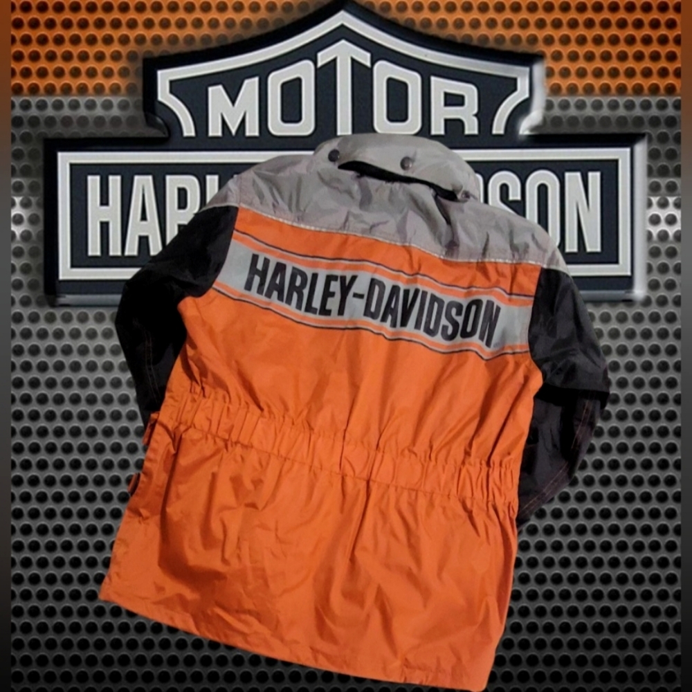 Harley Davidson Size XS Mens Hooded Reflective Rain Jacket Windbreaker Pockets